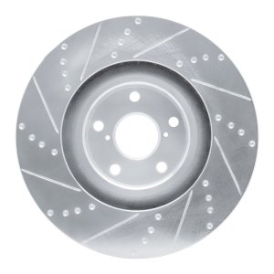 Lexus IS350 Brake Rotor (1) - Left Front - R1 Concepts - Drilled & Slotted - Silver - `09-`11